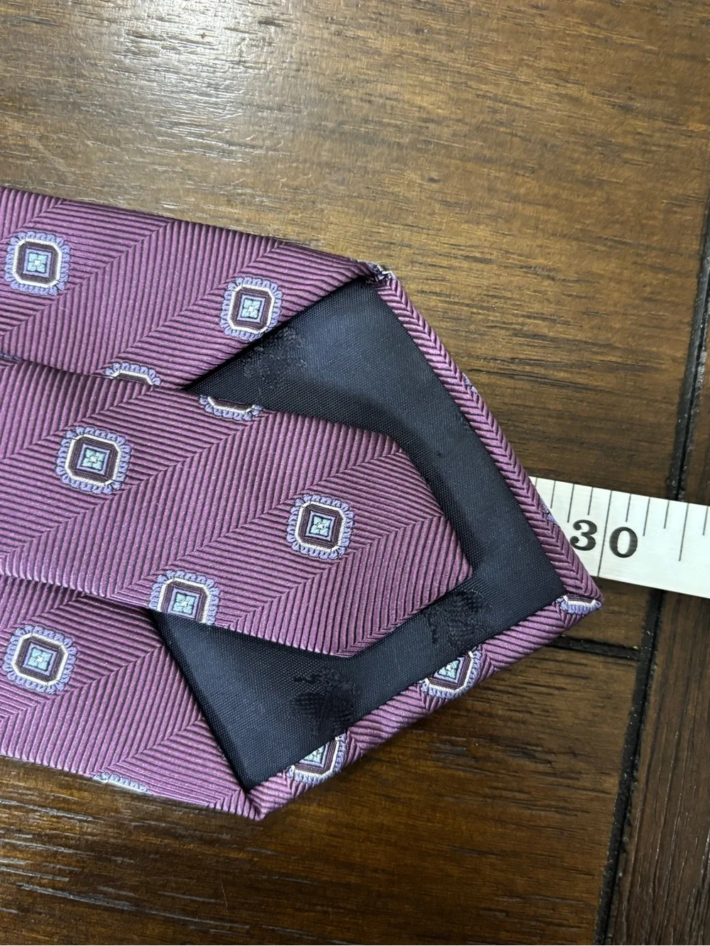 Brooks Brothers Pure Silk Necktie Burgundy Mauve Geometric Made USA Italian Silk